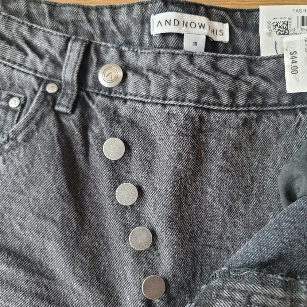 And Now this Criss Cross Womens Jeans SZ 30 Black Distressed Y2K Grunge Barncore